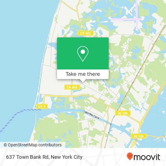 Mapa de 637 Town Bank Rd, Cape May, NJ 08204
