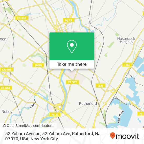 52 Yahara Avenue, 52 Yahara Ave, Rutherford, NJ 07070, USA map