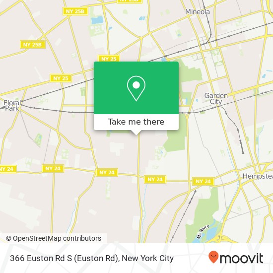 Mapa de 366 Euston Rd S (Euston Rd), Garden City (Hempstead, Town of), NY 11530