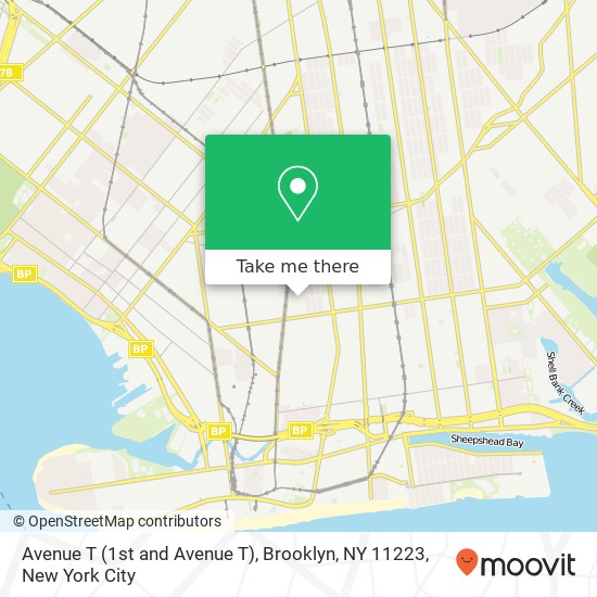 Avenue T (1st and Avenue T), Brooklyn, NY 11223 map