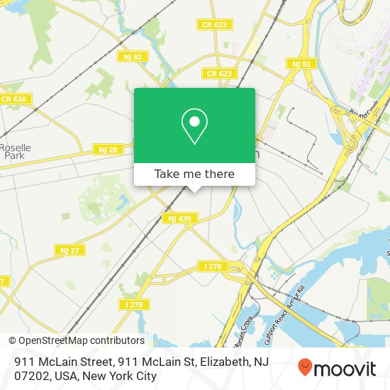 911 McLain Street, 911 McLain St, Elizabeth, NJ 07202, USA map