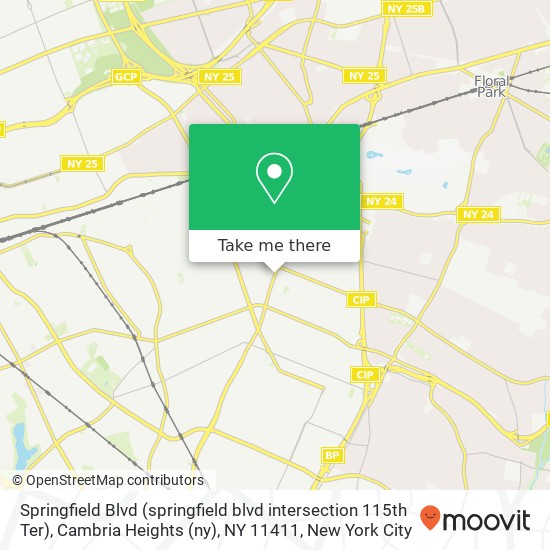 Mapa de Springfield Blvd (springfield blvd intersection 115th Ter), Cambria Heights (ny), NY 11411