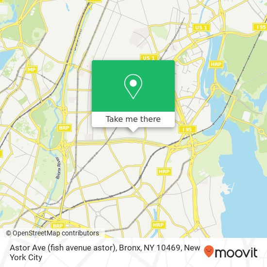 Mapa de Astor Ave (fish avenue astor), Bronx, NY 10469