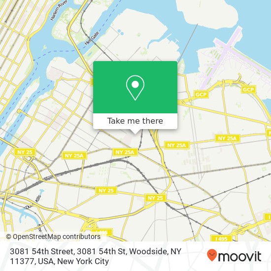 3081 54th Street, 3081 54th St, Woodside, NY 11377, USA map