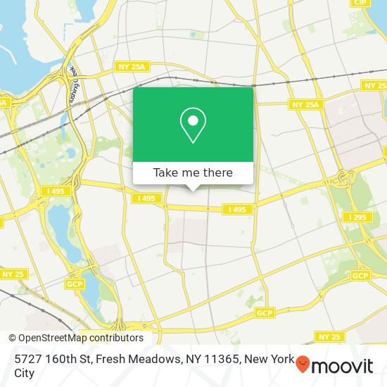 Mapa de 5727 160th St, Fresh Meadows, NY 11365