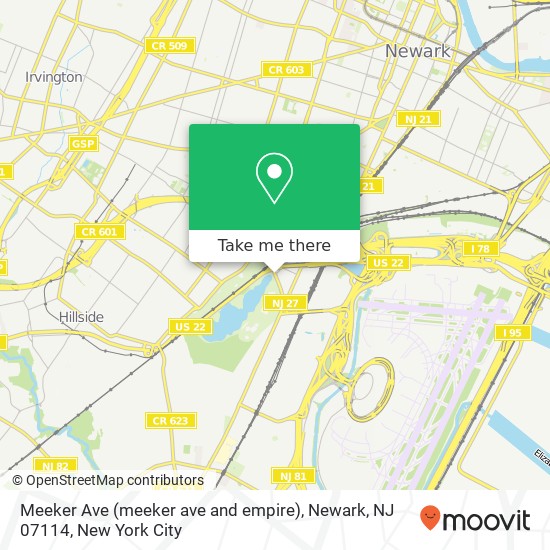 Meeker Ave (meeker ave and empire), Newark, NJ 07114 map