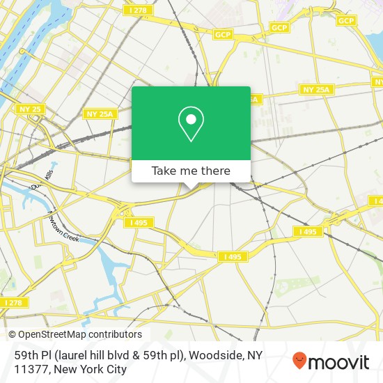 Mapa de 59th Pl (laurel hill blvd & 59th pl), Woodside, NY 11377