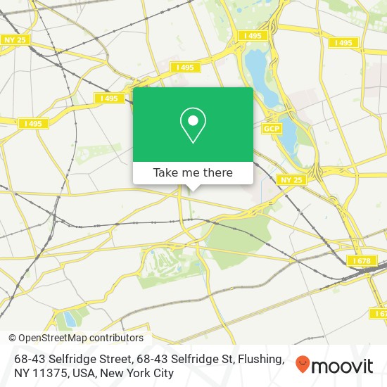 Mapa de 68-43 Selfridge Street, 68-43 Selfridge St, Flushing, NY 11375, USA