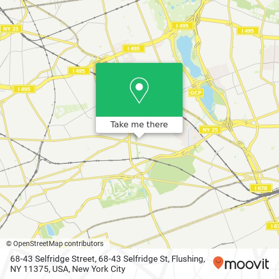 68-43 Selfridge Street, 68-43 Selfridge St, Flushing, NY 11375, USA map