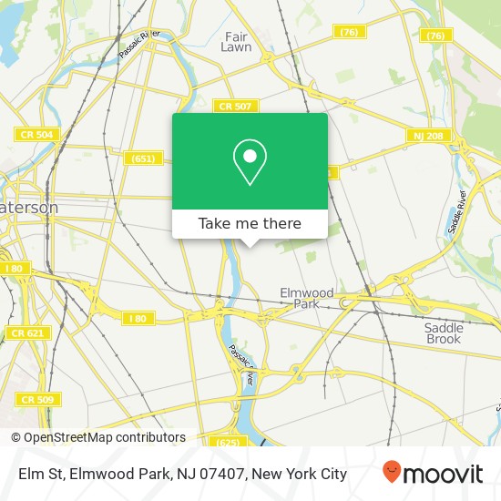 Mapa de Elm St, Elmwood Park, NJ 07407