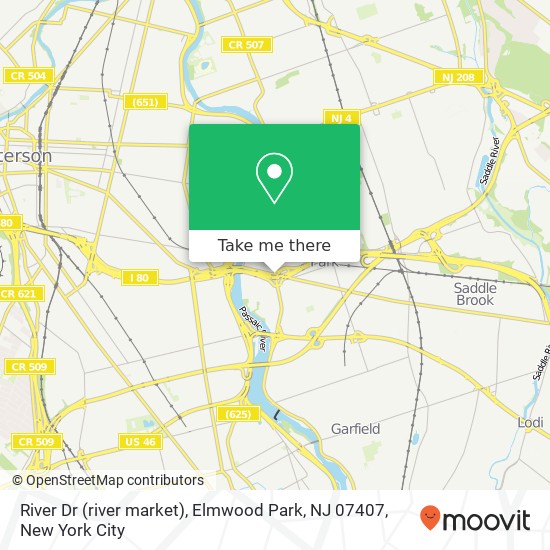 Mapa de River Dr (river market), Elmwood Park, NJ 07407