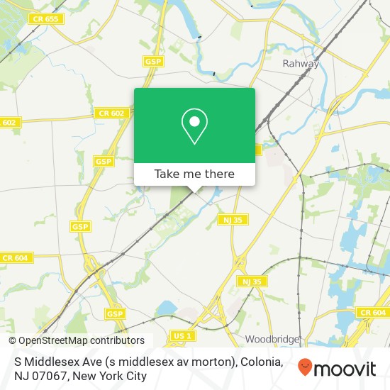 Mapa de S Middlesex Ave (s middlesex av morton), Colonia, NJ 07067