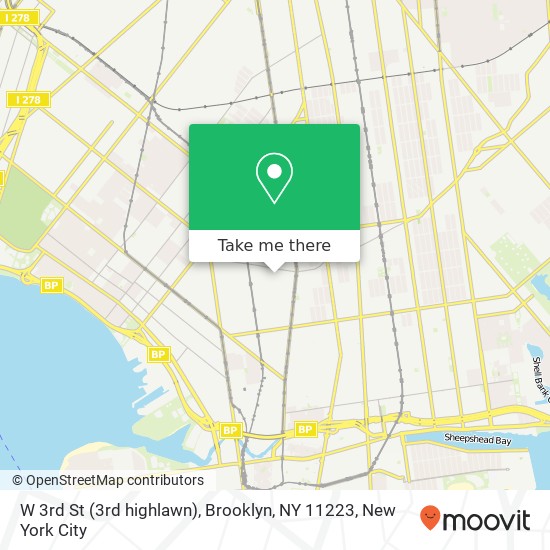Mapa de W 3rd St (3rd highlawn), Brooklyn, NY 11223