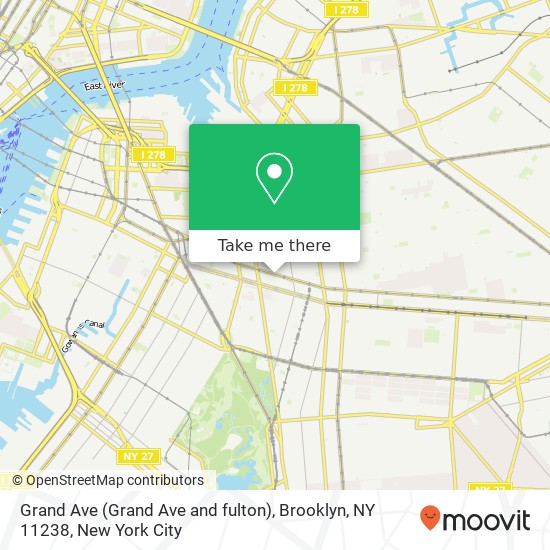 Mapa de Grand Ave (Grand Ave and fulton), Brooklyn, NY 11238