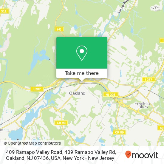 Mapa de 409 Ramapo Valley Road, 409 Ramapo Valley Rd, Oakland, NJ 07436, USA