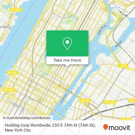 Mapa de Holding Corp Worldwide, 255 E 74th St