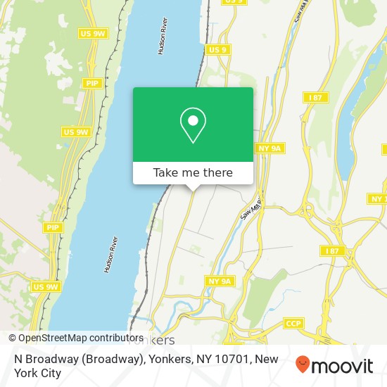 Mapa de N Broadway (Broadway), Yonkers, NY 10701