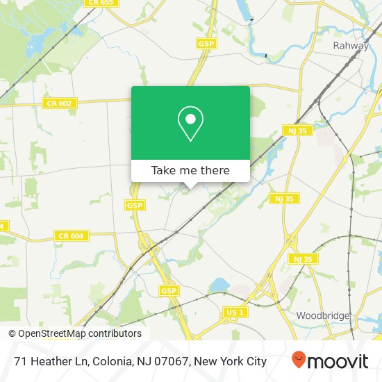 Mapa de 71 Heather Ln, Colonia, NJ 07067