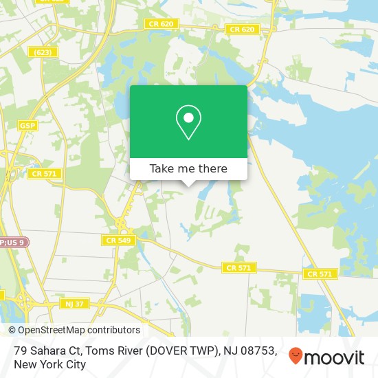 Mapa de 79 Sahara Ct, Toms River (DOVER TWP), NJ 08753