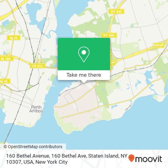 Mapa de 160 Bethel Avenue, 160 Bethel Ave, Staten Island, NY 10307, USA