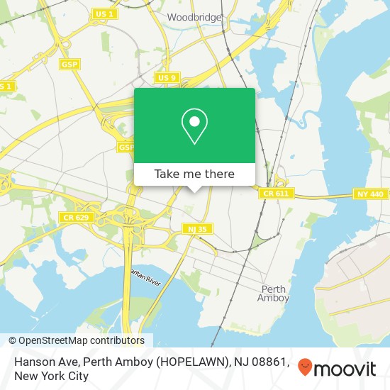 Mapa de Hanson Ave, Perth Amboy (HOPELAWN), NJ 08861