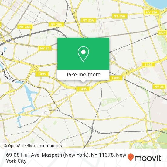Mapa de 69-08 Hull Ave, Maspeth (New York), NY 11378