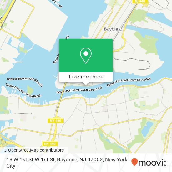 Mapa de 18,W 1st St W 1st St, Bayonne, NJ 07002