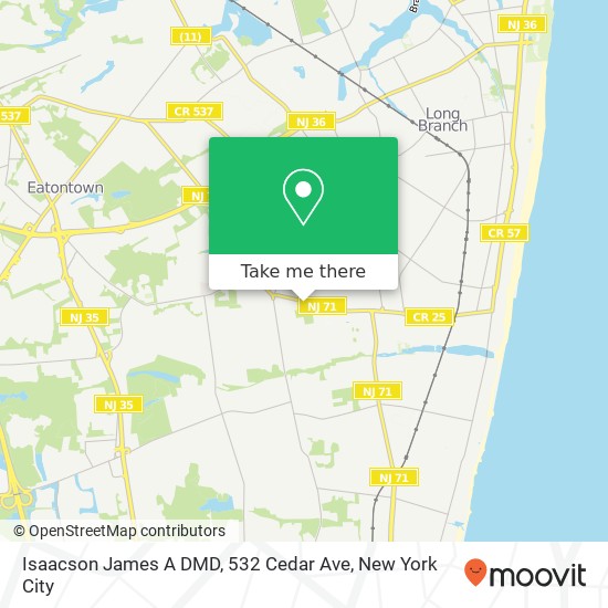 Mapa de Isaacson James A DMD, 532 Cedar Ave