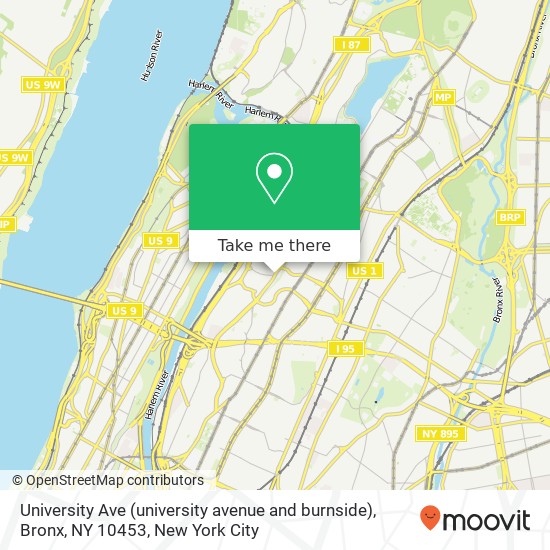 University Ave (university avenue and burnside), Bronx, NY 10453 map