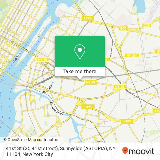 Mapa de 41st St (25 41st street), Sunnyside (ASTORIA), NY 11104