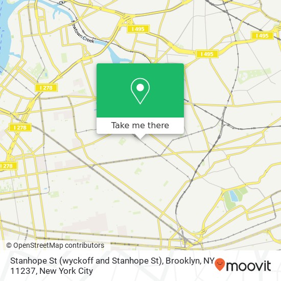 Mapa de Stanhope St (wyckoff and Stanhope St), Brooklyn, NY 11237