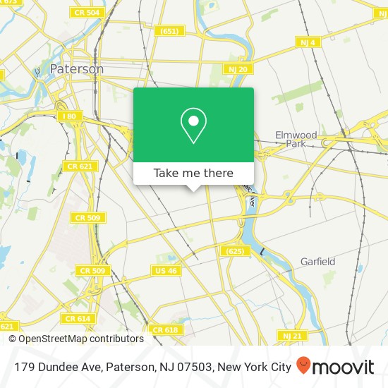 Mapa de 179 Dundee Ave, Paterson, NJ 07503