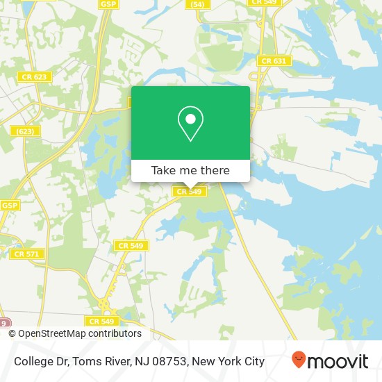 Mapa de College Dr, Toms River, NJ 08753