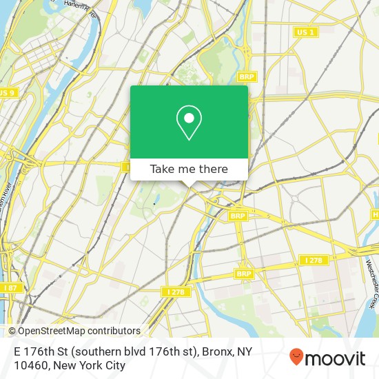 Mapa de E 176th St (southern blvd 176th st), Bronx, NY 10460