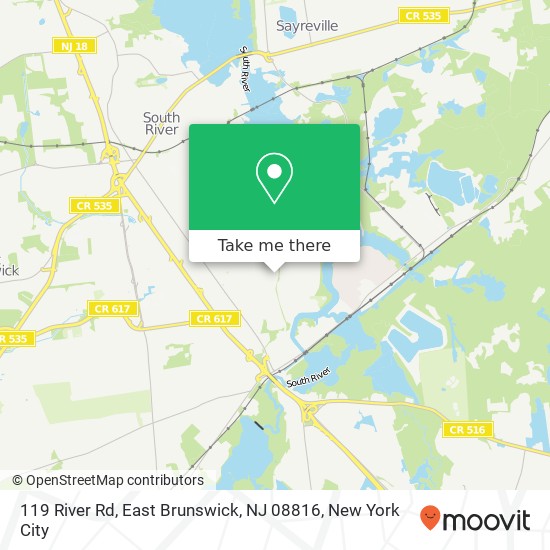 Mapa de 119 River Rd, East Brunswick, NJ 08816