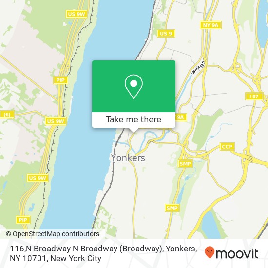 Mapa de 116,N Broadway N Broadway (Broadway), Yonkers, NY 10701