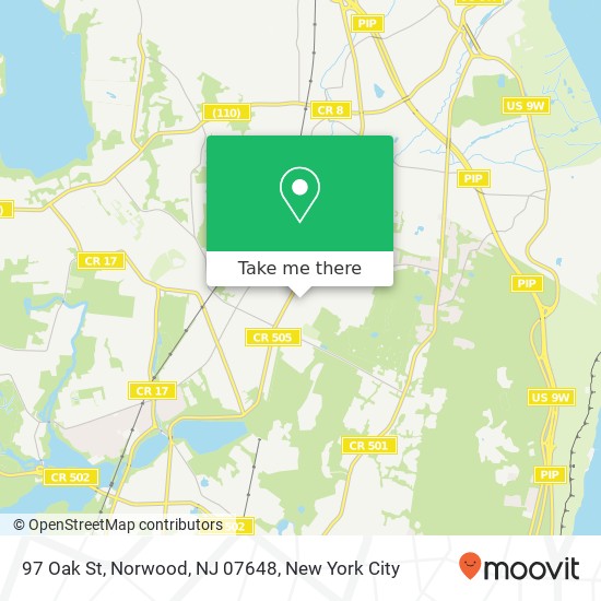 Mapa de 97 Oak St, Norwood, NJ 07648