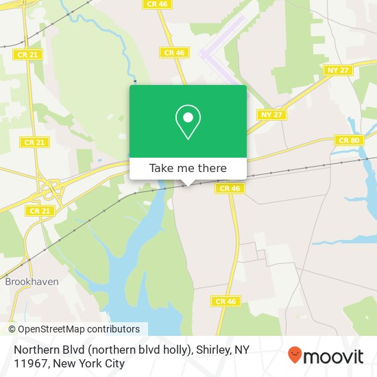 Mapa de Northern Blvd (northern blvd holly), Shirley, NY 11967