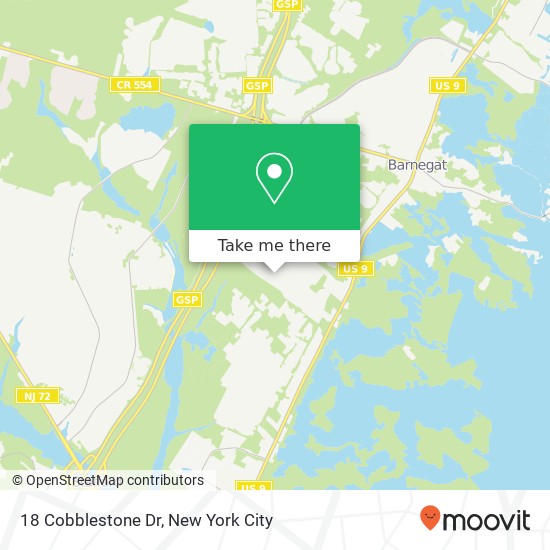 Mapa de 18 Cobblestone Dr, Barnegat (WARREN GROVE), NJ 08005