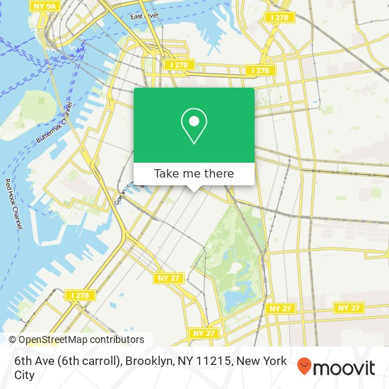 Mapa de 6th Ave (6th carroll), Brooklyn, NY 11215