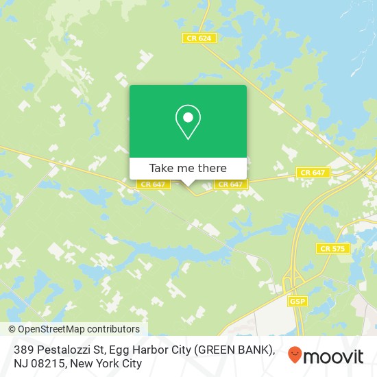 Mapa de 389 Pestalozzi St, Egg Harbor City (GREEN BANK), NJ 08215