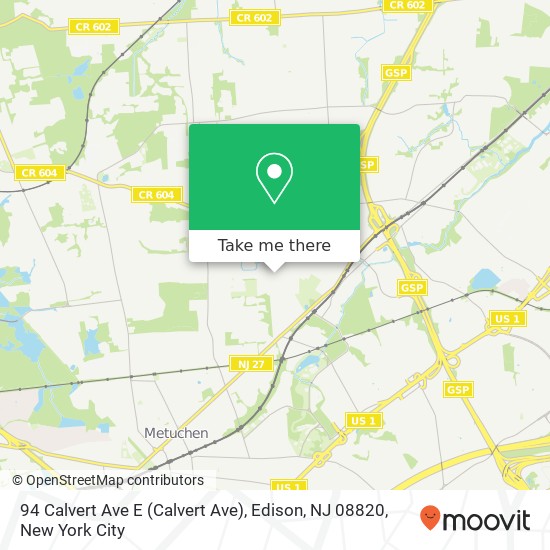 Mapa de 94 Calvert Ave E (Calvert Ave), Edison, NJ 08820