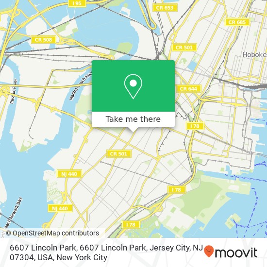 Mapa de 6607 Lincoln Park, 6607 Lincoln Park, Jersey City, NJ 07304, USA