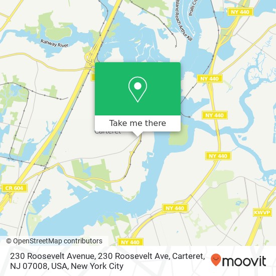 Mapa de 230 Roosevelt Avenue, 230 Roosevelt Ave, Carteret, NJ 07008, USA