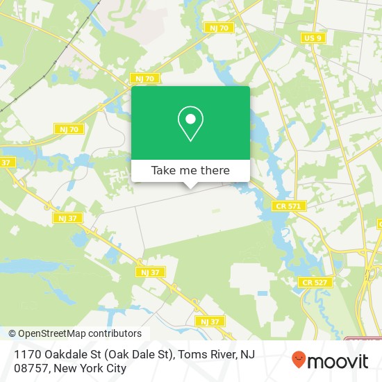 Mapa de 1170 Oakdale St (Oak Dale St), Toms River, NJ 08757