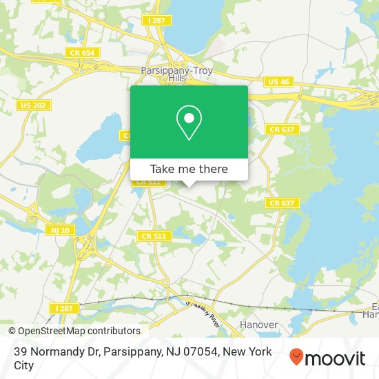 Mapa de 39 Normandy Dr, Parsippany, NJ 07054