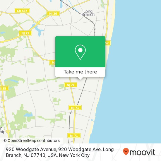 920 Woodgate Avenue, 920 Woodgate Ave, Long Branch, NJ 07740, USA map