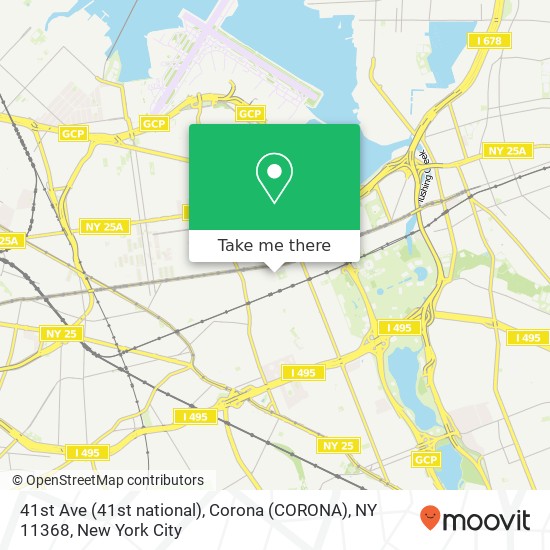 41st Ave (41st national), Corona (CORONA), NY 11368 map