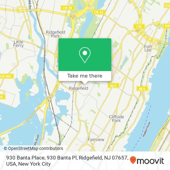 Mapa de 930 Banta Place, 930 Banta Pl, Ridgefield, NJ 07657, USA