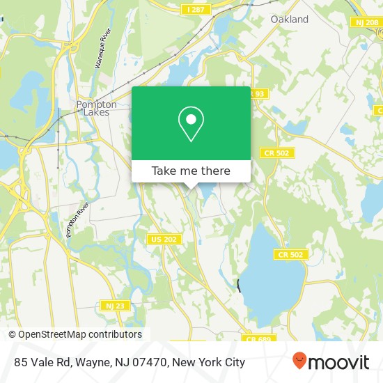 Mapa de 85 Vale Rd, Wayne, NJ 07470